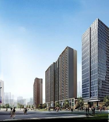 楼盘图-升龙凤凰城C区办公楼街角透视效果图