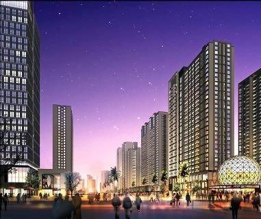 楼盘图-升龙凤凰城C-1西侧街角夜景效果图