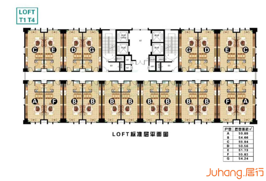 邯郸东悦城东悦城LOFT标准层平面图0室0厅0卫0平米