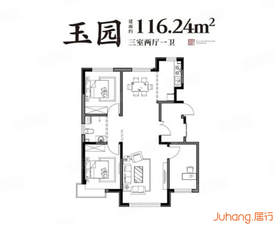 松原江玺台116㎡户型0室0厅0卫116平米