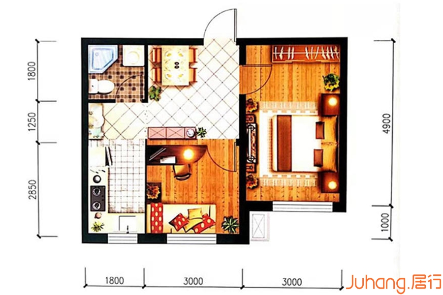 松原金钻·世纪豪庭56㎡户型图0室0厅0卫56平米