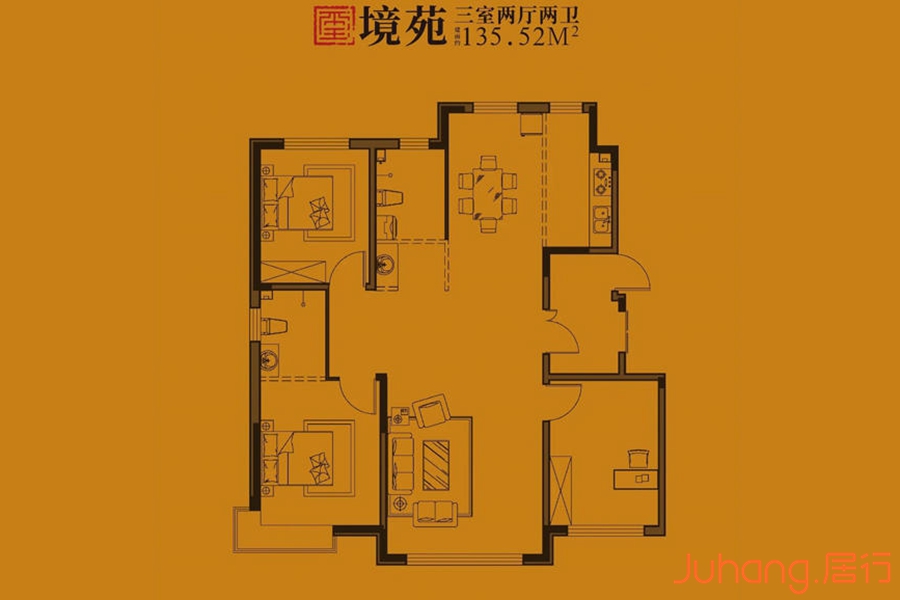松原飞达·江玺台135㎡户型图0室0厅0卫135平米
